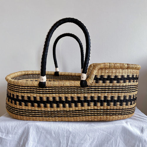 Moses basket natural/black Mambo Baskets